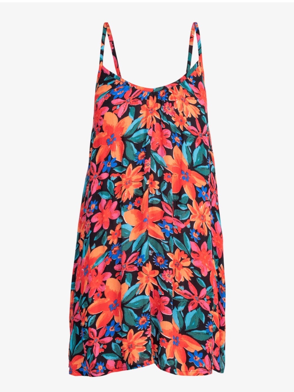 Roxy Black Beach Floral Dress Beachy Resortwear Y2K surf sz XL